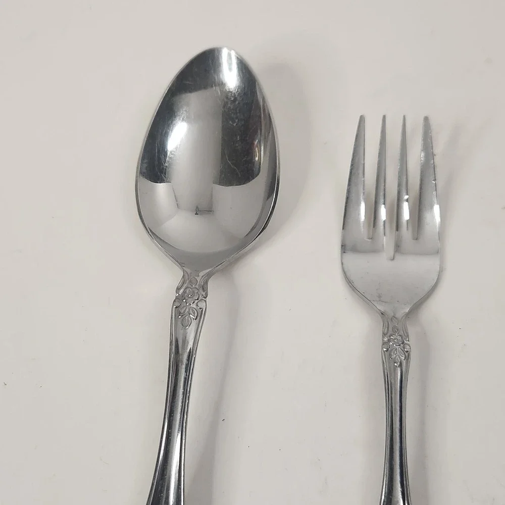 Vintage Springtime Stainless Japan Flatware 2 Piece Replacement Lot Fork Spoon